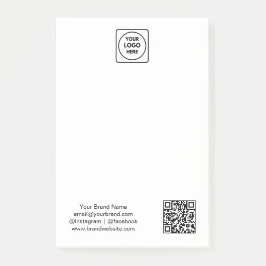 Witte QR | Minimaal zakelijk logo-ontwerp Post-it® Notes (Voorkant)