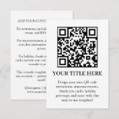 Witte QR | Moderne Minimalistische Aangepaste Uplo Kaart (Voorkant / Achterkant)