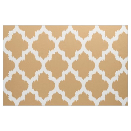 Witte Quatrefoil Ikat & Custom Beige Background Stof (Fat Quarter)