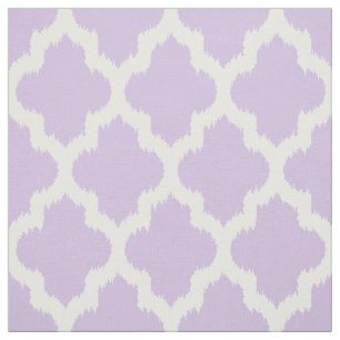 Witte Quatrefoil Ikat & Custom Lavender Background Stof