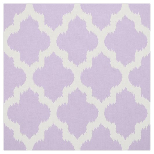Witte Quatrefoil Ikat & Custom Lavender Background Stof (Swatch)