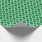 Witte Quatrefoil Marokkaanse mozaïek op helder gro Cadeaupapier (Hoek)