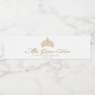 Witte Quinceanera Gouden Elegante Tiara Waterfles Etiket