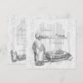 Witte Quinceanera Kaart (Voorkant / Achterkant)