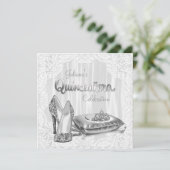 Witte Quinceanera Kaart (Staand voorkant)