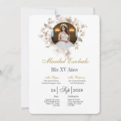 Witte quinceañera met foto uitnodiging (Voorkant)