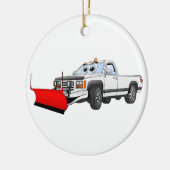 Witte R Pick Up Sneeuwploeg Cartoon Keramisch Ornament (Links)