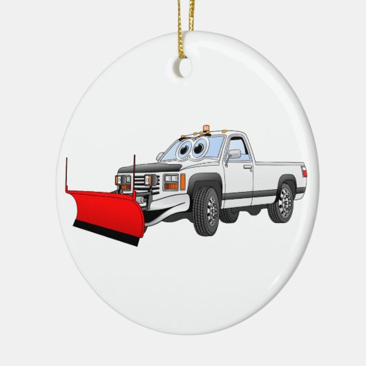 Witte R Pick Up Sneeuwploeg Cartoon Keramisch Ornament (Links)