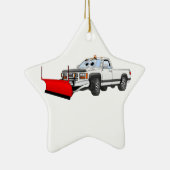 Witte R Pick Up Sneeuwploeg Cartoon Keramisch Ornament (Rechts)
