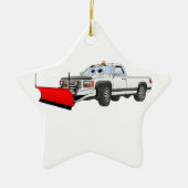 Witte R Pick Up Sneeuwploeg Cartoon Keramisch Ornament (Voorkant)