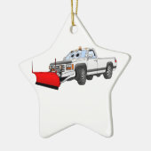 Witte R Pick Up Sneeuwploeg Cartoon Keramisch Ornament (Links)