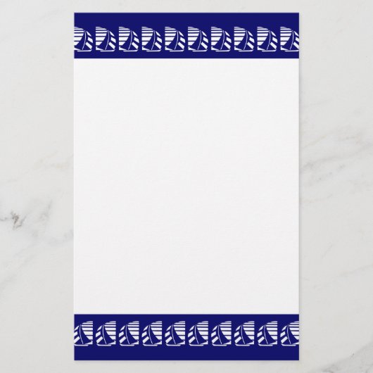 Witte racezeilboten op blauwe briefpapier (Voorkant)