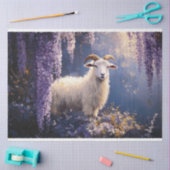 Witte Ram en Wisteria Bloemen Decoupage Tissuepapier (Craft)
