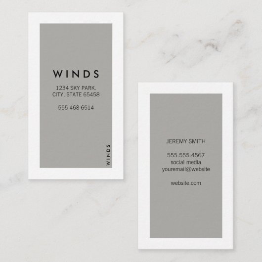 Witte rand (grijs) visitekaartje (Voorkant / Achterkant)