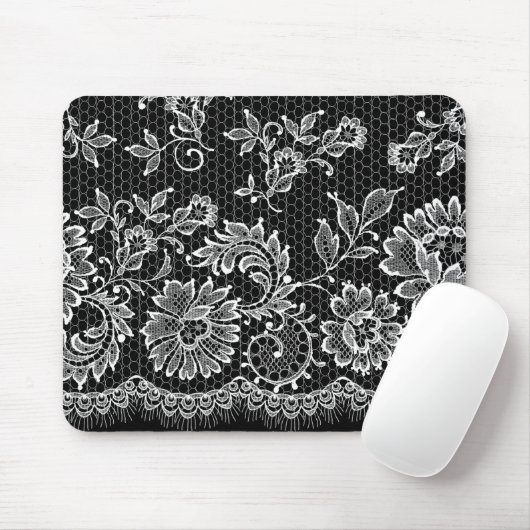 Witte rand op zwart muismat (Met muis)