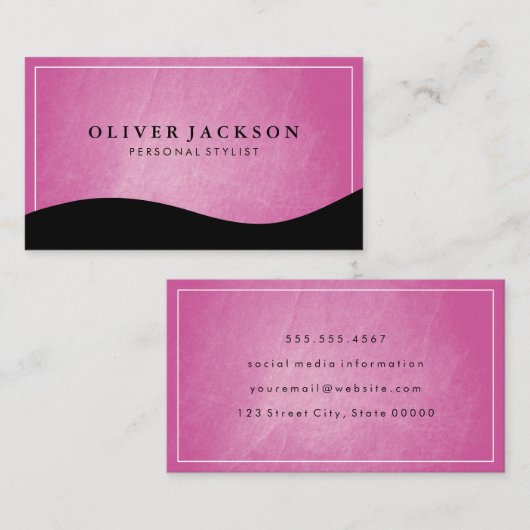 Witte rand Stijlroze textuur zwarte golf Visitekaartje (Voorkant / Achterkant)