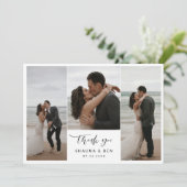 Witte rand Terug 3 Foto Collage Weddenschap Hartel Bedankkaart (Staand voorkant)