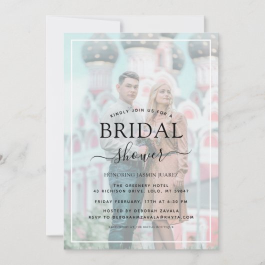 Witte rand Vellum Effect Foto Bruidsmeisje Feest Kaart (Voorkant)