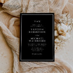 witte rand zwarte unieke QR-code bruiloft Kaart<br><div class="desc">de zwarte grenzen eenvoudige elegante zwarte en witte trouwthema,  de tekst,  de Code QR en de kleuren kunnen worden uitgegeven.</div>