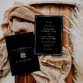 witte rand zwarte unieke QR-code bruiloft Kaart