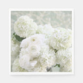Witte ranunculus bloemen met hortensia's servet (Voorkant)