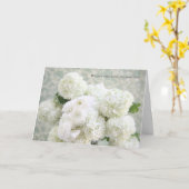 Witte ranunculus en hydrangea hortensia'ssympathie kaart (Gele Bloem)