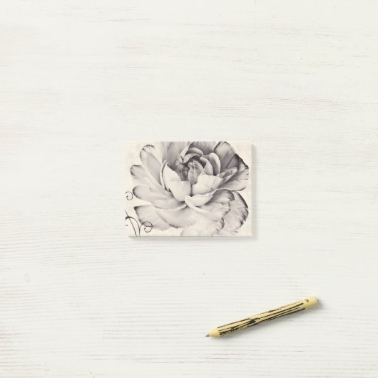 Witte Ranunculus Flower Black achtergrond Post-it® Notes (Op bureau)