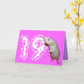 witte rat 19e verjaardagskaart kaart (Gele Bloem)