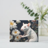 witte rat briefkaart (Staand voorkant)