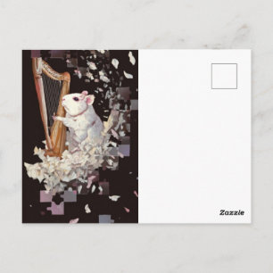 Witte Rat Fantasie Ansichtkaart – Elegant & Minima Briefkaart