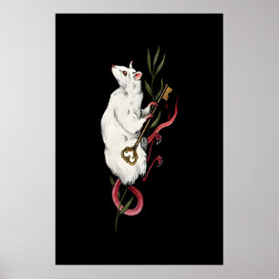 Witte Rat Illustratie Gothic - Giclee Print van