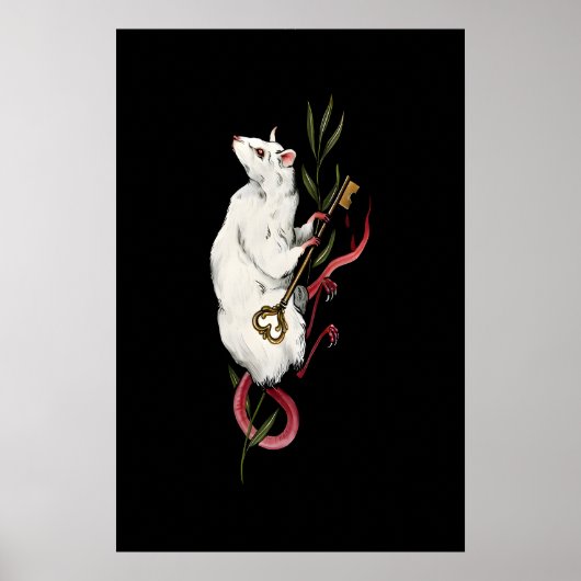 Witte Rat Illustratie Gothic - Giclee Print van (Voorkant)