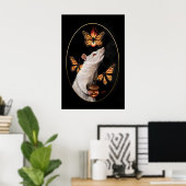 Witte Rat met Monarchvlinders Gotisch Huis Poster (Thuiskantoor)