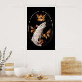 Witte Rat met Monarchvlinders Gotisch Huis Poster (Keuken)