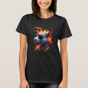Witte Rat met Zonnebril op Vlammen voor witte Ratt T-shirt