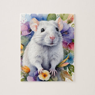 Witte Rat Muis Familie Huisdier Portret Legpuzzel