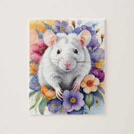 Witte Rat Muis Familie Huisdier Portret Legpuzzel