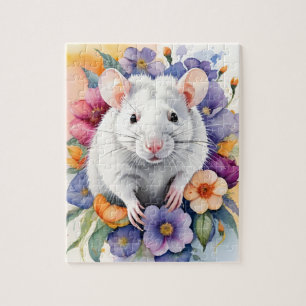 Witte Rat Muis Familie Huisdier Portret Legpuzzel