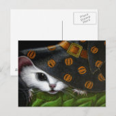 WITTE RATMUIS MET WITCH HALLOWEEN PET BRIEFKAART (Voorkant / Achterkant)