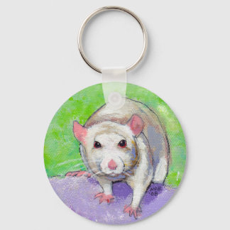 Witte ratten schattige, kleurrijke acrylschilderen sleutelhanger