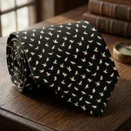 Witte Raven Vogelpatroon – Gotische Bruidegom Cade Stropdas