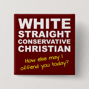 Witte Rechte Conservatieve Christelijke Knoop Badg Vierkante Button 5,1 Cm