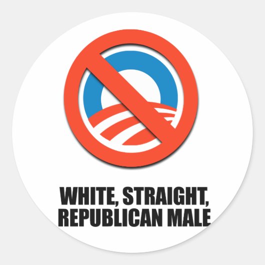 Witte rechte Republikeinse Man Ronde Sticker (Voorkant)