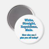 Witte Rechte Republikeinse Mannelijke T-shirt Magneet (Voorkant / Achterkant)