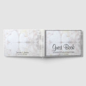 Witte reflecterende volken en hart Elegant bruilof Gastenboek (Volledig)