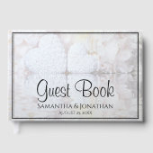 Witte reflecterende volken en hart Elegant bruilof Gastenboek (Voorkant)