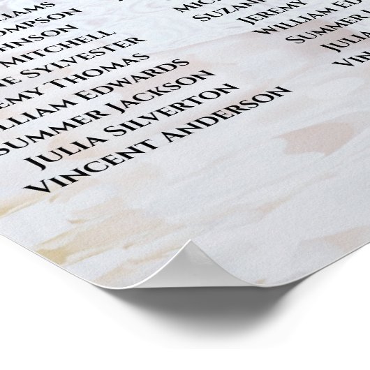 Witte reflecties 12-tafel trouwstoelindeling poster (Hoek)