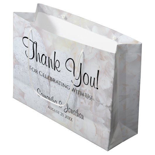 Witte Reflecties Bruiloft Dank u Gift Bag Groot Cadeauzakje (Voorkant Gekanteld)