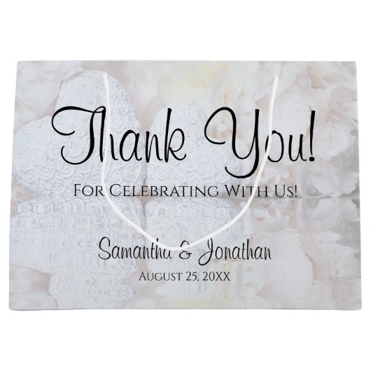 Witte Reflecties Bruiloft Dank u Gift Bag Groot Groot Cadeauzakje (Voorkant)