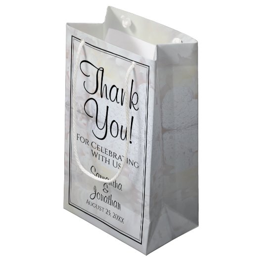 Witte Reflecties Bruiloft Dank u Gift Bag Klein Cadeauzakje (Voorkant Gekanteld)